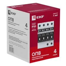 Ограничитель импульсных напряжений ОПВ-B/4P In 30кА 400В с сигн. EKF PROxima opv-b4